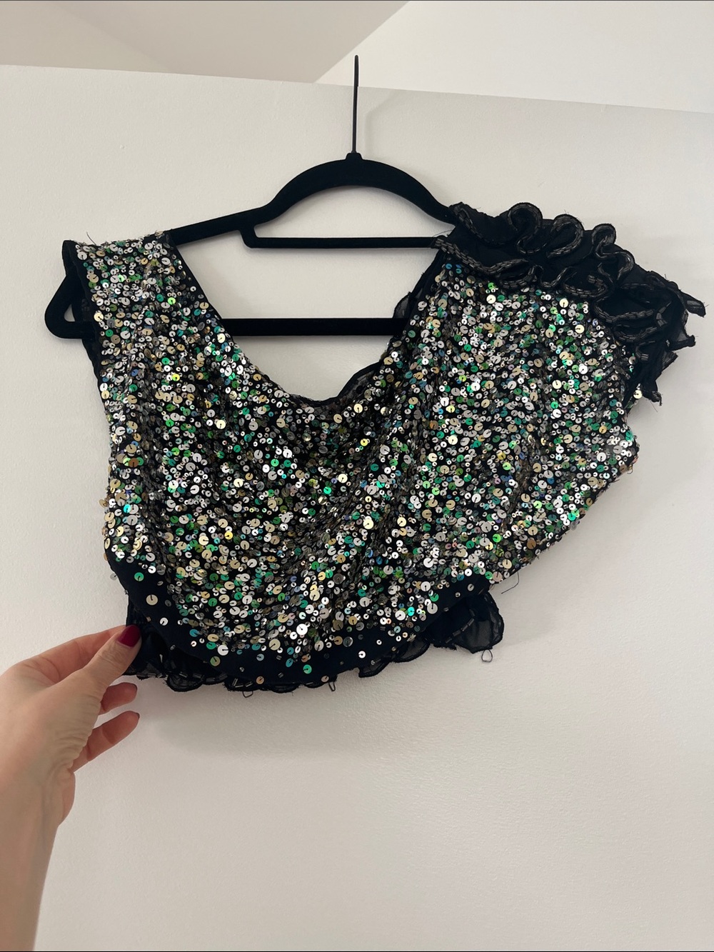 Y2k Patrizia Pepe sequin silk chiffon crop top